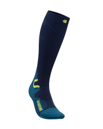 Ski Touring Compression Socks, High Cut, Blue